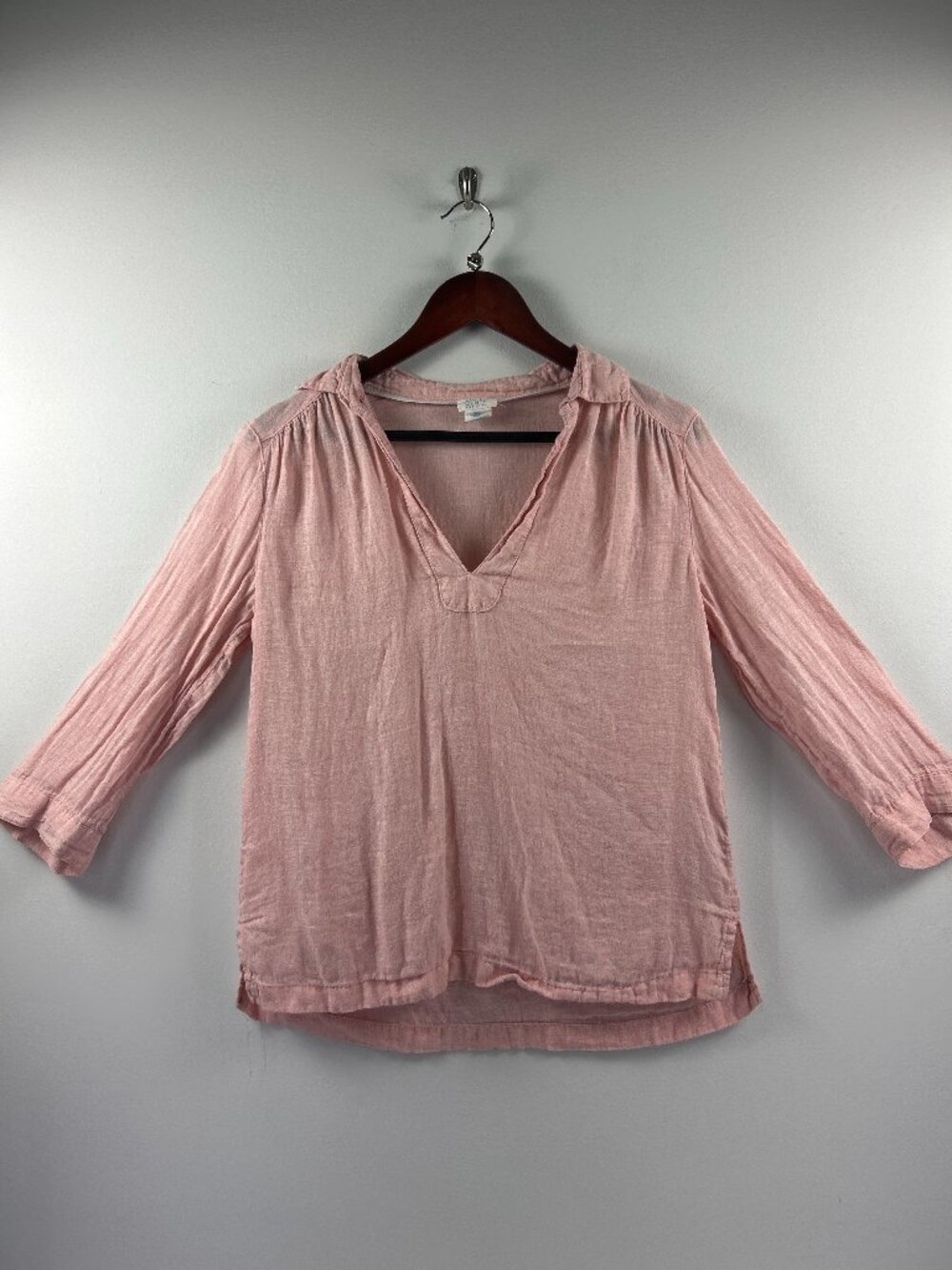 Sigrid Olsen 100% Linen Blouse Pink Long Sleeve Top Size S